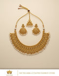Antique Gold Kundan Choker Necklace Set