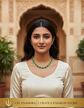 Emerald Green Bead Chain Necklace - model wearing
