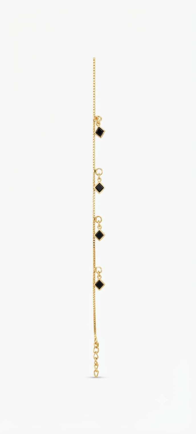 Gold Leaf Charm Hand Chain Bracelet - model wearing