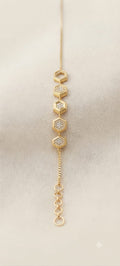Black Square Charm Gold Hand Chain Bracelet