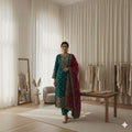 Women's Embroidered Kurta Pant Set with Contrast Dupatta