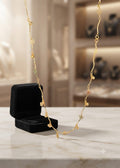 Gold Butterfly & Flower Charm Long Necklace