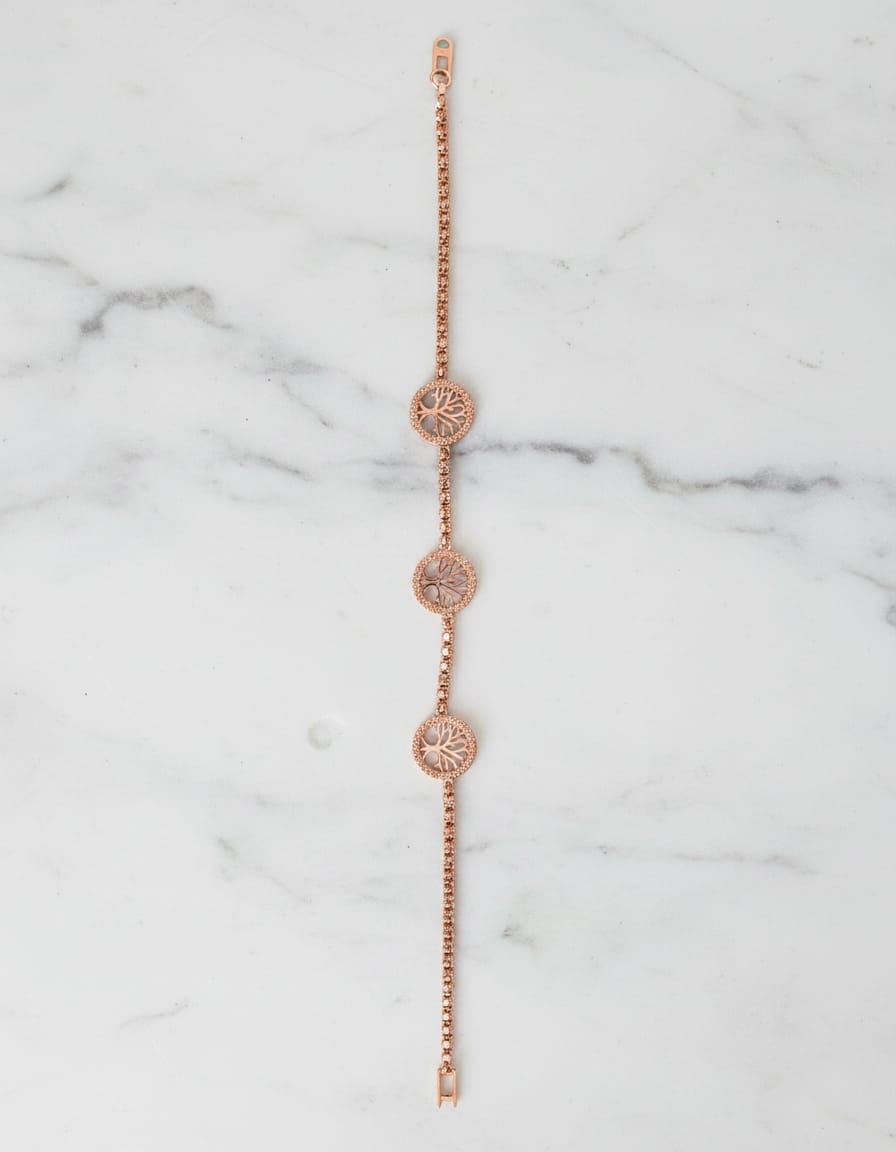 Rose Gold Tree of Life Hand Chain Bracelet