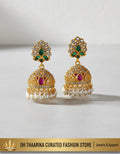 Royal Emerald Ruby Jhumka Earrings - product shot