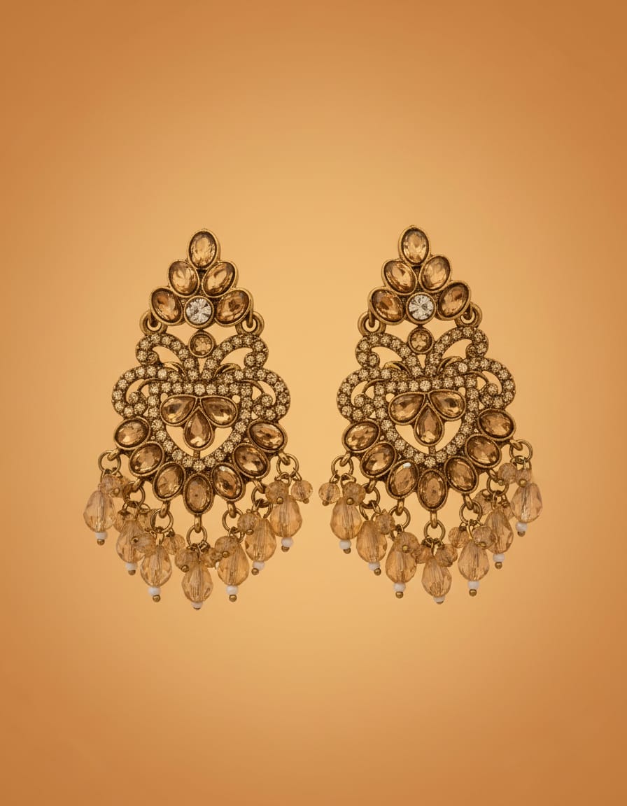 Golden Kundan Chandbali Earrings
