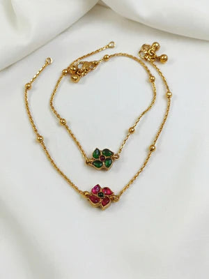 Matte Finish Floral Anklet