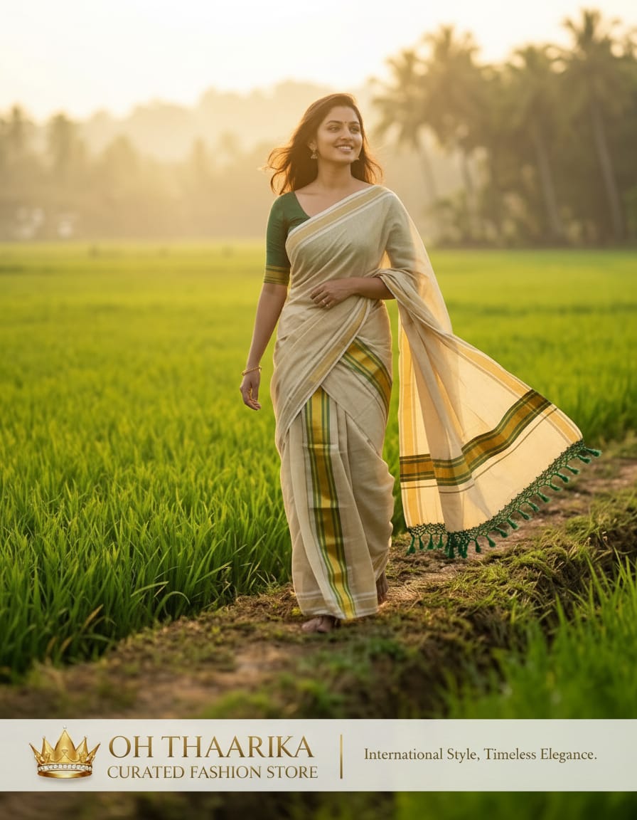 3x3 Fancy Set Mundu - Extra Length Kerala Style