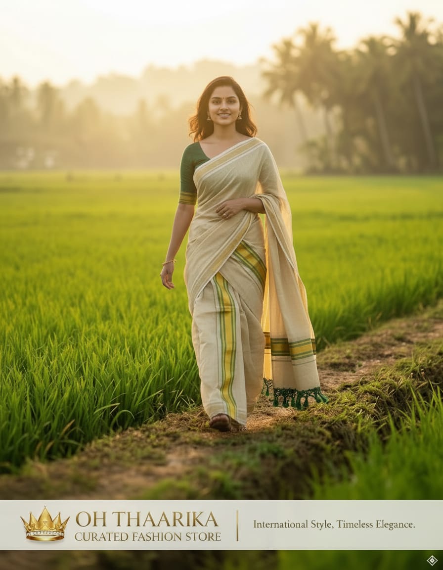 3x3 Fancy Set Mundu - Extra Length Kerala Style