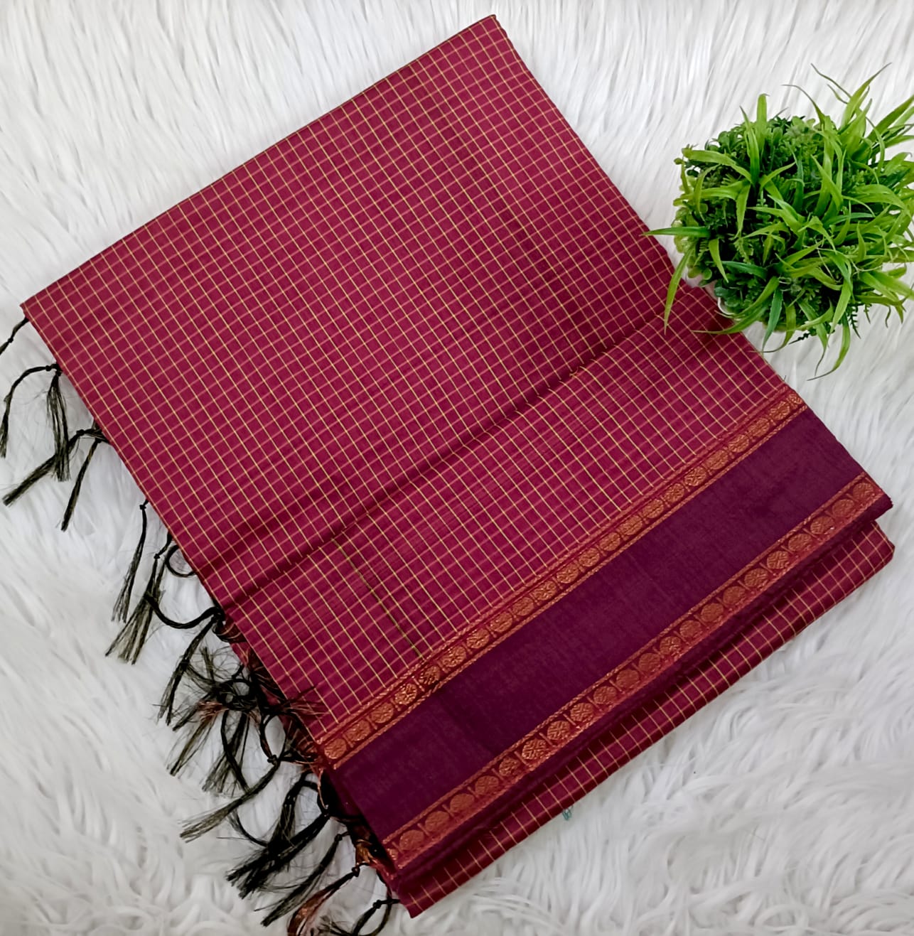 Kalyani Retta Petta Border Saree - 100% Pure Cotton