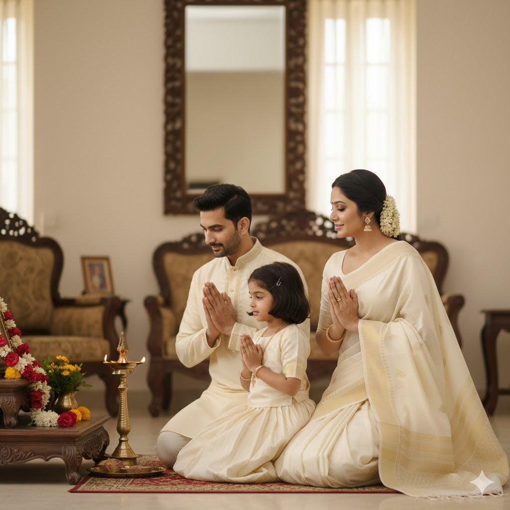 കസവു കോർഡിനേറ്റഡ് എത്നിക് വെയർ - പ്രീമിയം കോട്ടൺ സെറ്റ്