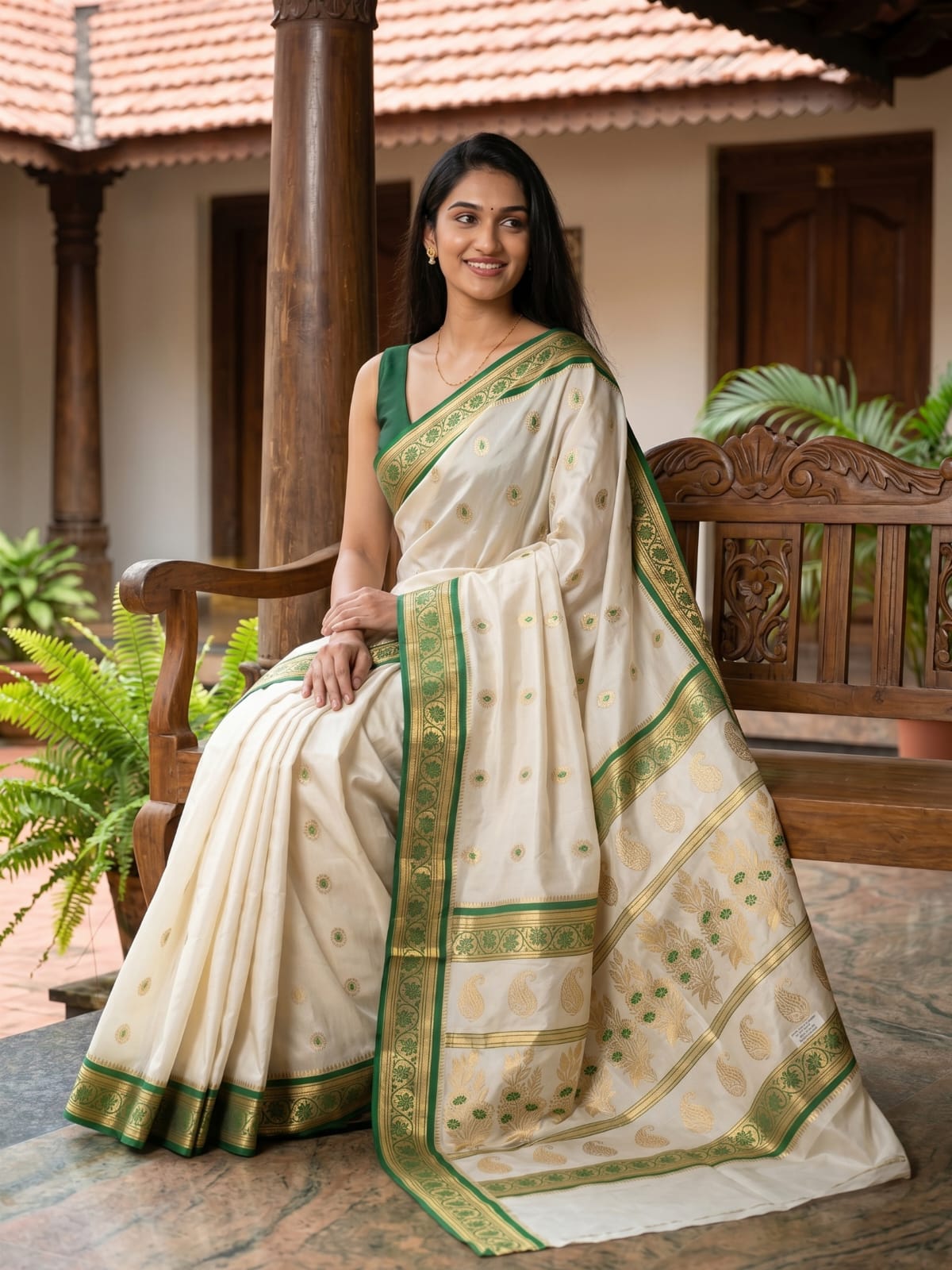 Lotus Meena Flower Mango 6.25 Mtr Saree