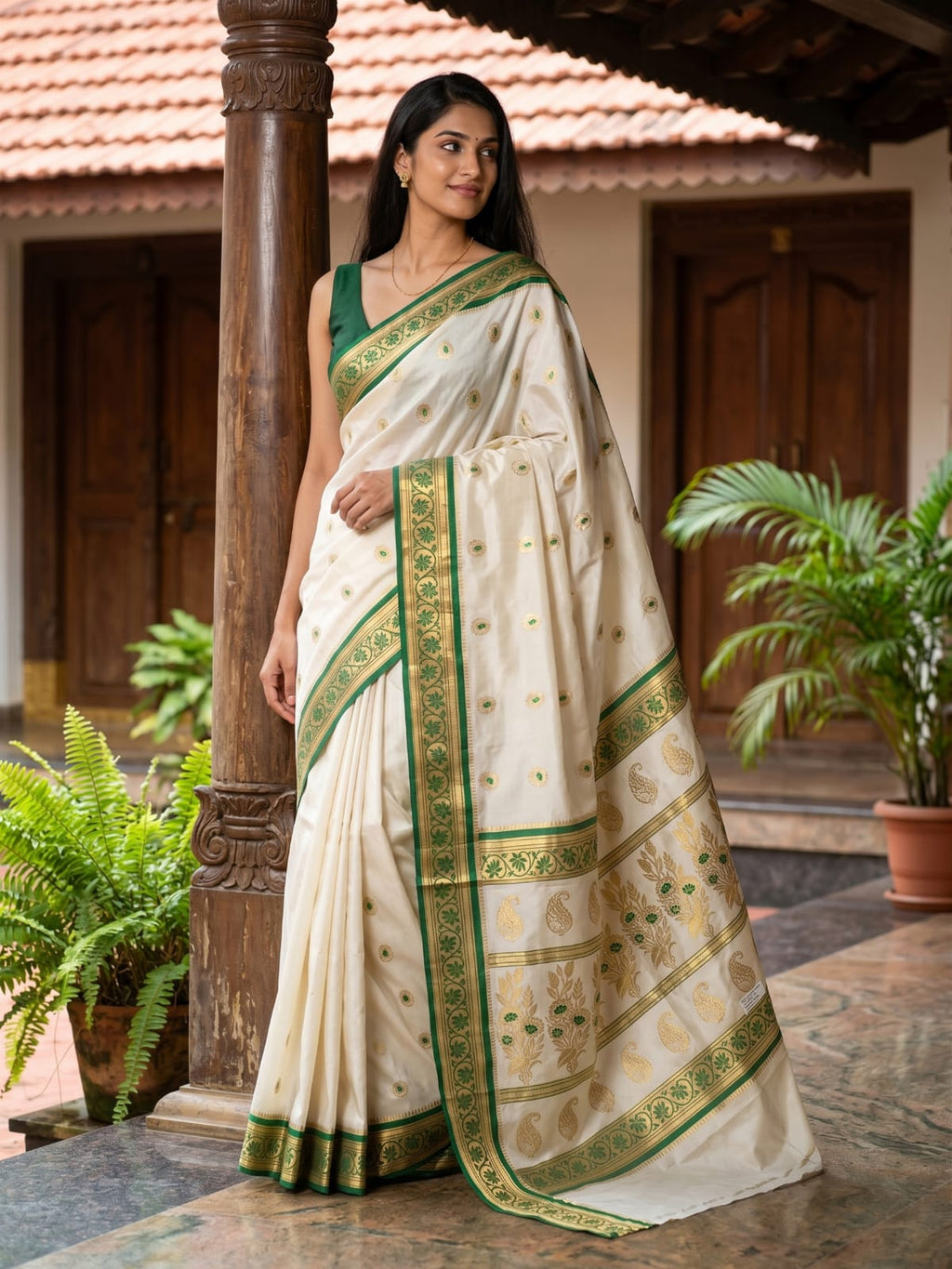 Lotus Meena Flower Mango 6.25 Mtr Saree