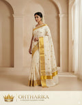 Sada Jari Embroidery Work Saree – Off White with Gold Zari Border
