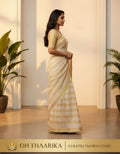 3 Inch Border 3+3 Jari Check Tissue 6.25 Mtr Saree
